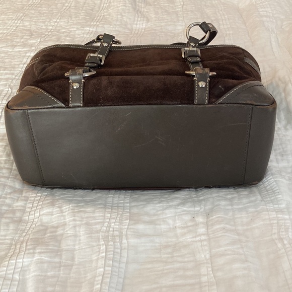 Coach Brown Suede and Leather Handbag/Tote - Picture 5 of 11